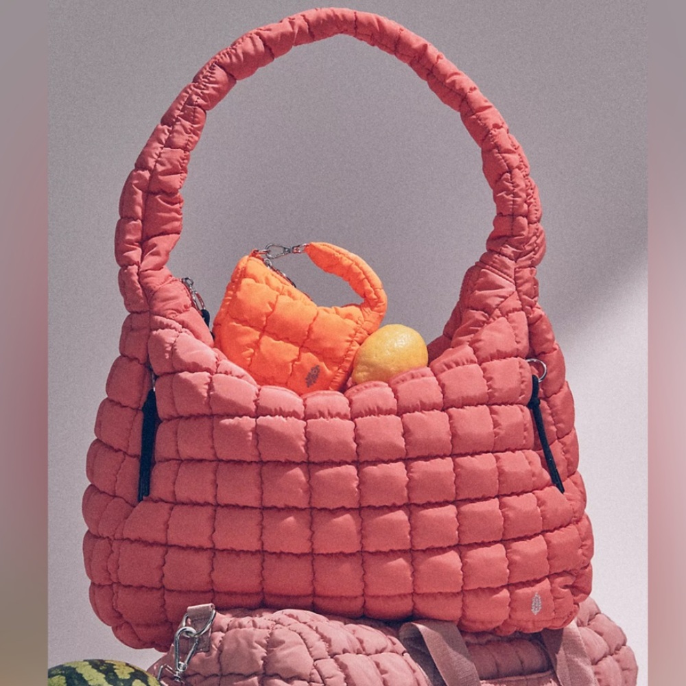 NWT Free People x FP Movement Quilted Carryall Bag in Coral